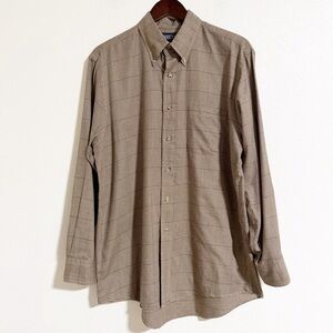 Lands End Houndstooth Plaid Button Down Shirt